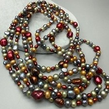 VTG Multicolor Freshwater Pearl Necklace 98" Extra Long Strand Flapper Layering