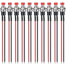 10pcs 7mm 3V-6V-12V-24V-230V/1A Prewired Mini Momentary Push Button,SPST Nomal O