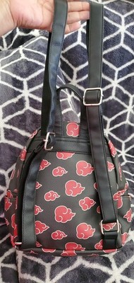 akatsuki mini backpack Bioworld Naruto Sasuke Red Cloud Anti Leaf Faux Saffiano Leather Bag In Adorable Chibi Form Naruto Shippuden Akatsuki Red Cloud