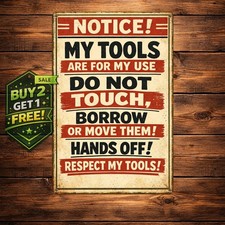 My Tool Rules Funny Garden Garage Metal Sign 8x12 Workshop Wall Decor