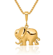 10K Solid Yellow Gold Elephant Necklace