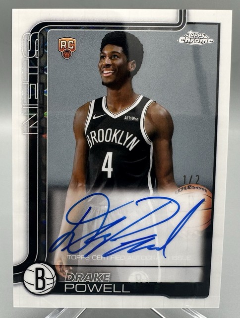 2025-26 Topps Chrome Drake Powell RC True White Auto 1/2 Rookie Autograph