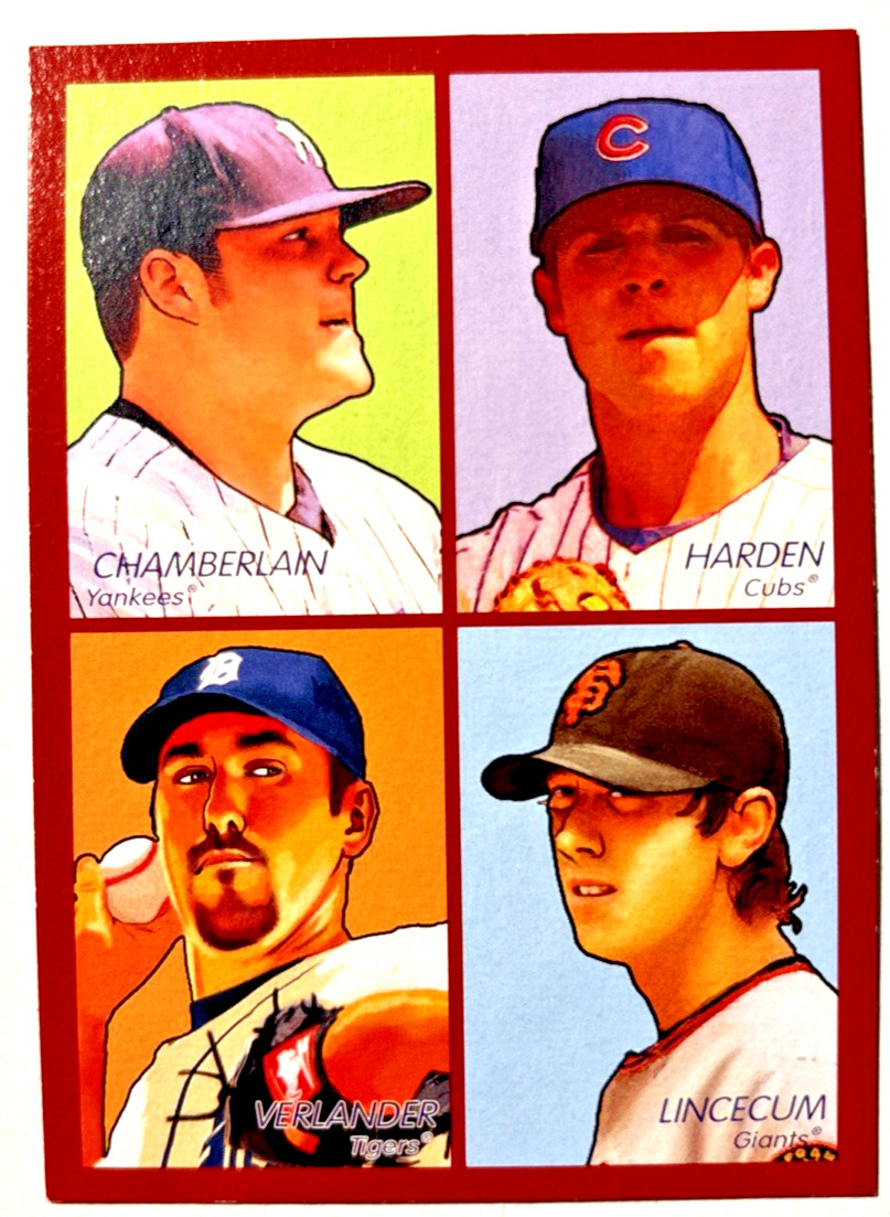 2009 Upper Deck Goudey 4-in-1 Red Joba Chamberlain Rich Harden Justin Verlander