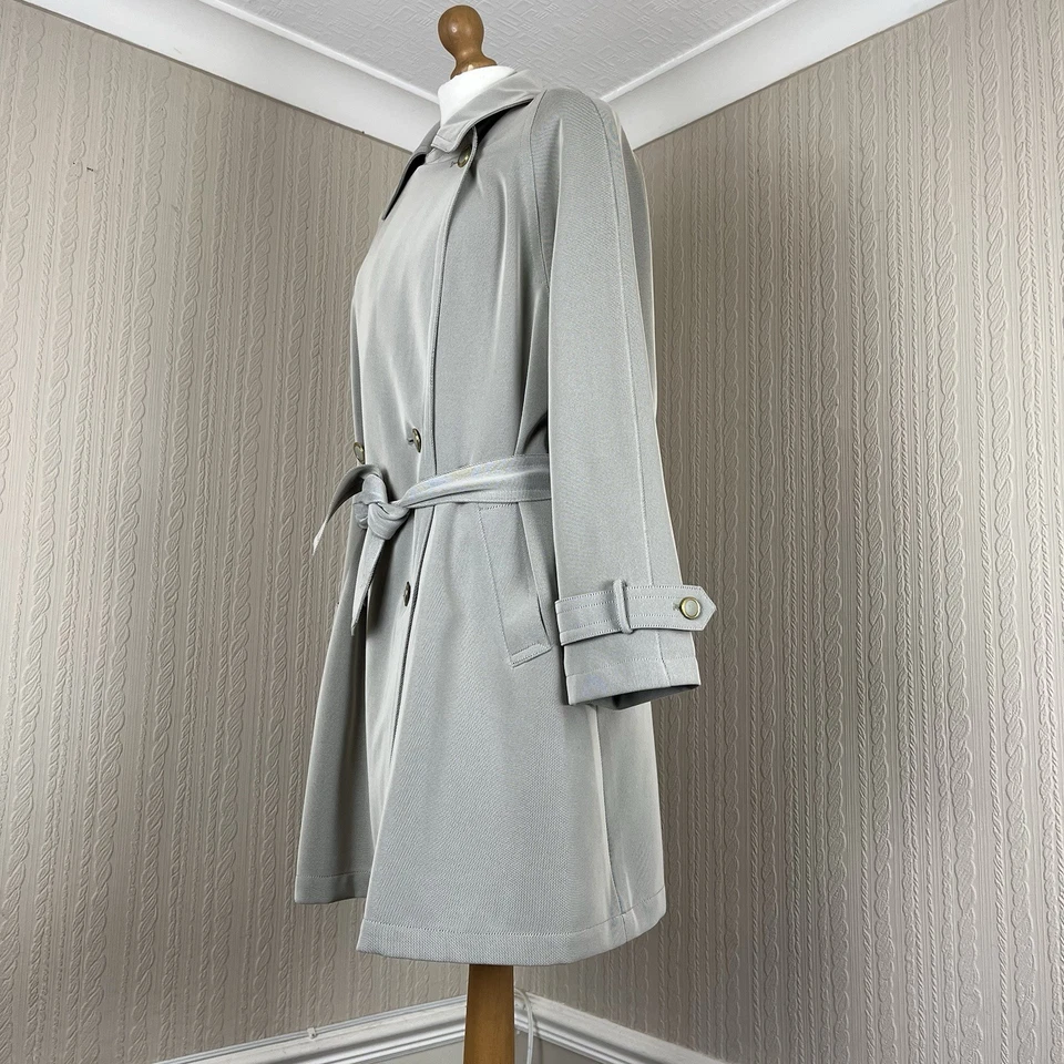 Vintage Ensign Light Grey Double-Breasted Trench Coat UK 10 / EU 38 – Mac Jacket - Image 2 of 4