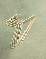 Vintage 7" Lot of 6 White-Coated Metal Doll Clothes Hangers