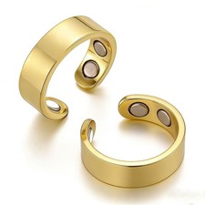 2 pack lover Solid Pure Copper Magnetic Ring Men Women Arthritis Adjustable Ring