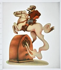 Original VINTAGE 1970s Heat Transfer | Lone Ranger Cowboy Horse Radio