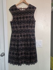 Vince Camuto Black Lace A-Line Dress Sleeveless Knee Length Zip Size 12