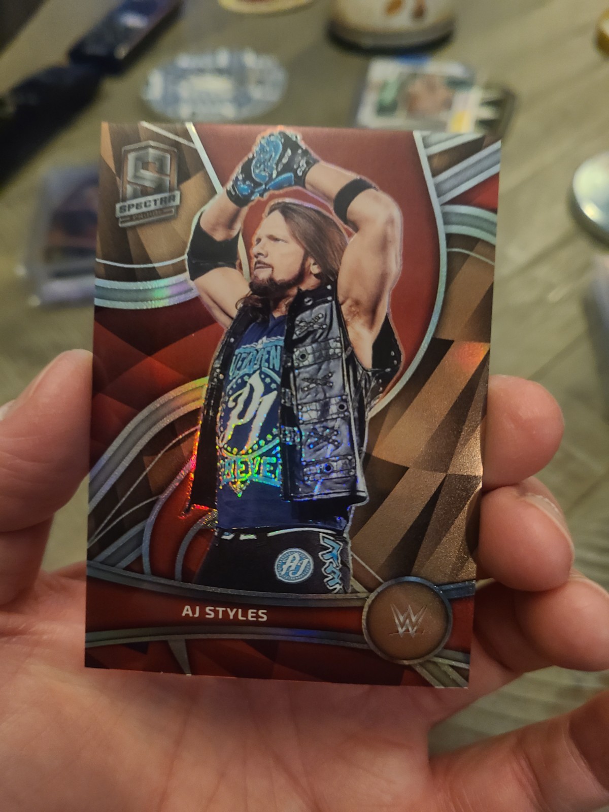 AJ STYLES #379 2022 Panini Chronicles WWE SPECTRA GOLD PRIZM 03/10