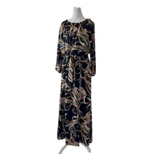 Nine West Multicolored Long Sleeve Belted Maxi Dress