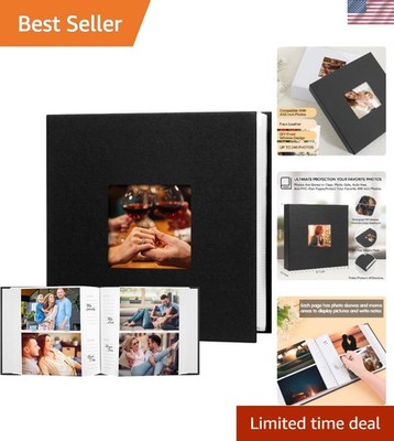 Photo Album 4X6, Holds 240 Photos, Leather Cover with Front Window, Black