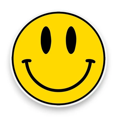STICKER GOLD Smiley Face Self Adhesive Sticker - Happy Acid Rave Fun 1980s SG149