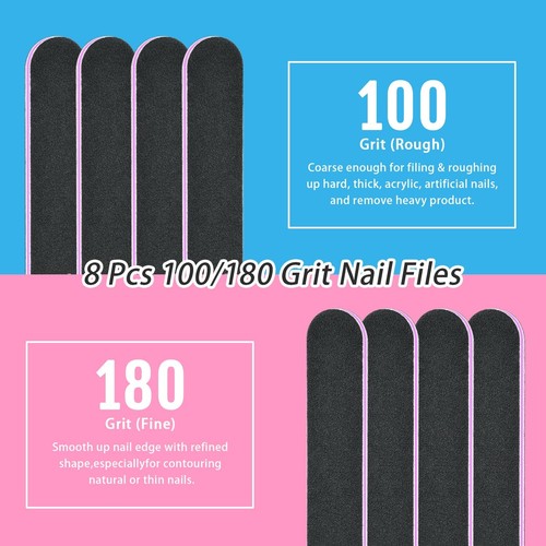 Nails File 20 PCS Double Sided Emery Board for Natural Acrylic Nails 100 120 ... - Picture 3 of 8