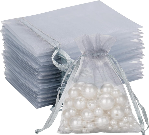 Silbergrau OrganzasäCkchen, 7X9Cm Kleine Geschenk Organzabeutel, 50 StüCk Organz-image