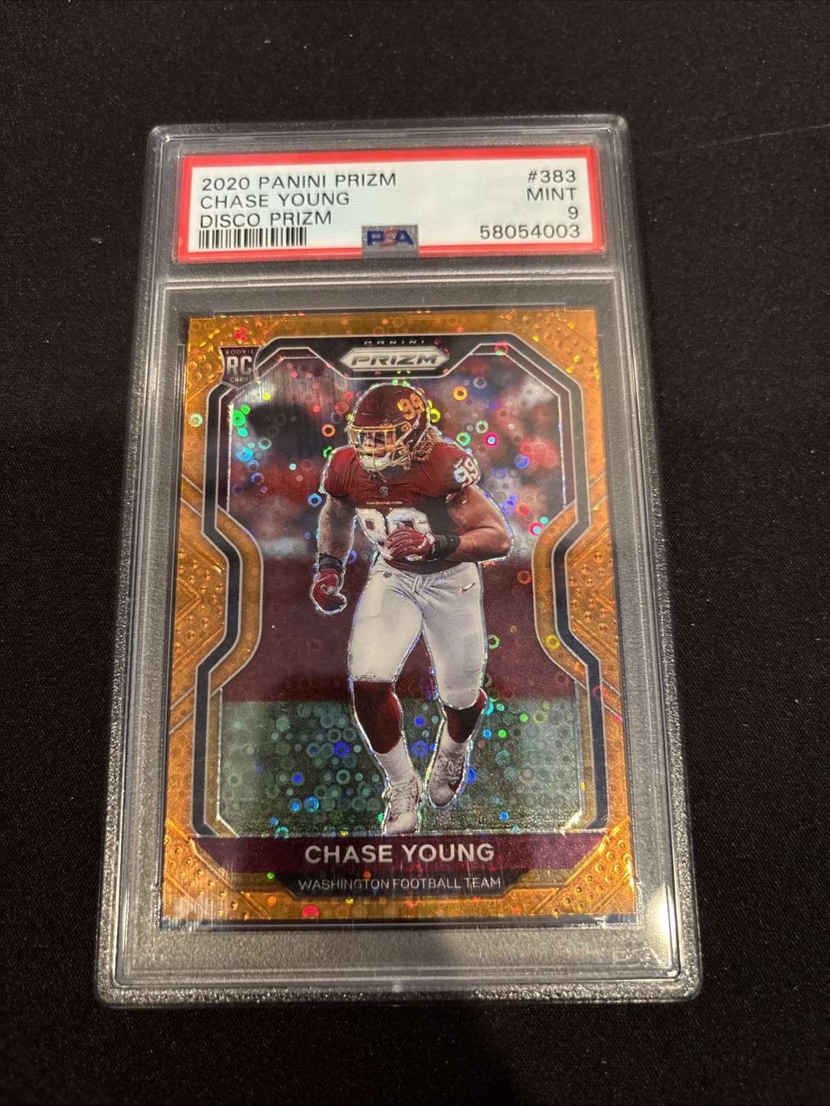 2020 Panini Prizm Rookie Chase Young #383 Orange Disco Prizm PSA 9