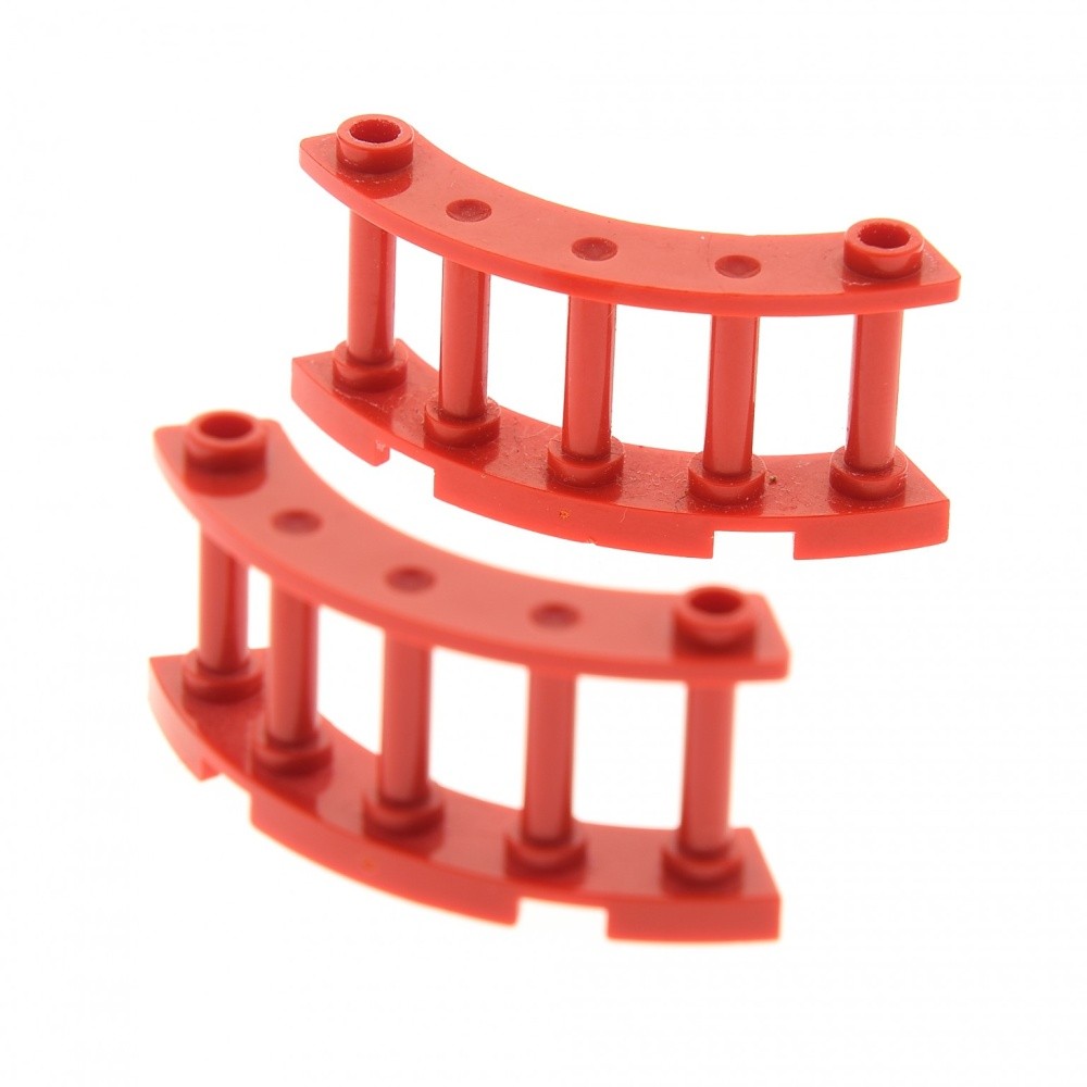 2X Lego Fence 4X4X2 Red Spindles Curved Gate Fences Ship 4105174 30056