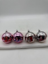 Set of 4 Vintage Glass Snow White & The Seven Dwarfs Christmas Ball Ornaments
