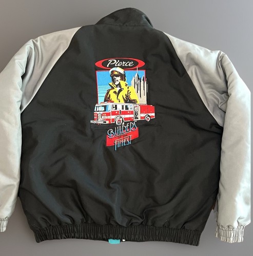 Vintage 1980’s Pierce Fire Truck Embroidered Promotional Bomber Jacket XL