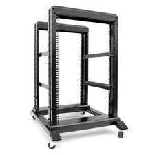 15U Server Rack/4-Post 19in Network Rack/Open Frame Rack with Wheels, Heavy-D...