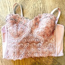 Windsor S Bra Bustier Lined Corset Jewels Pink Sequined