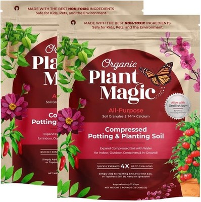 Compressed Organic Potting Soil: 100% organic, expands when exposed to water