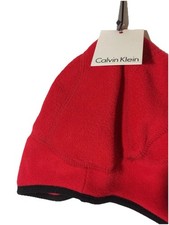 Cranberry Calvin Klein Infant Earflap Fleece Hat for 0 to 6 Months Baby