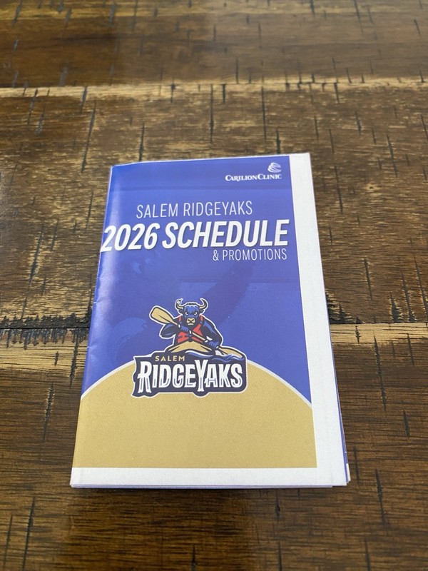 Salem RidgeYaks 2026 Carolina League Pocket Schedule 