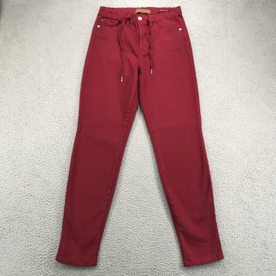 JUDY BLUE Jeans Womens 5 27 Skinny Leg Red Garment Dyed High Rise Drawstring 