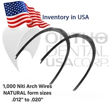 1,000 Niti Arch Wires NATURAL form sizes .012'' to .020'' Orthodentalusa Corp.