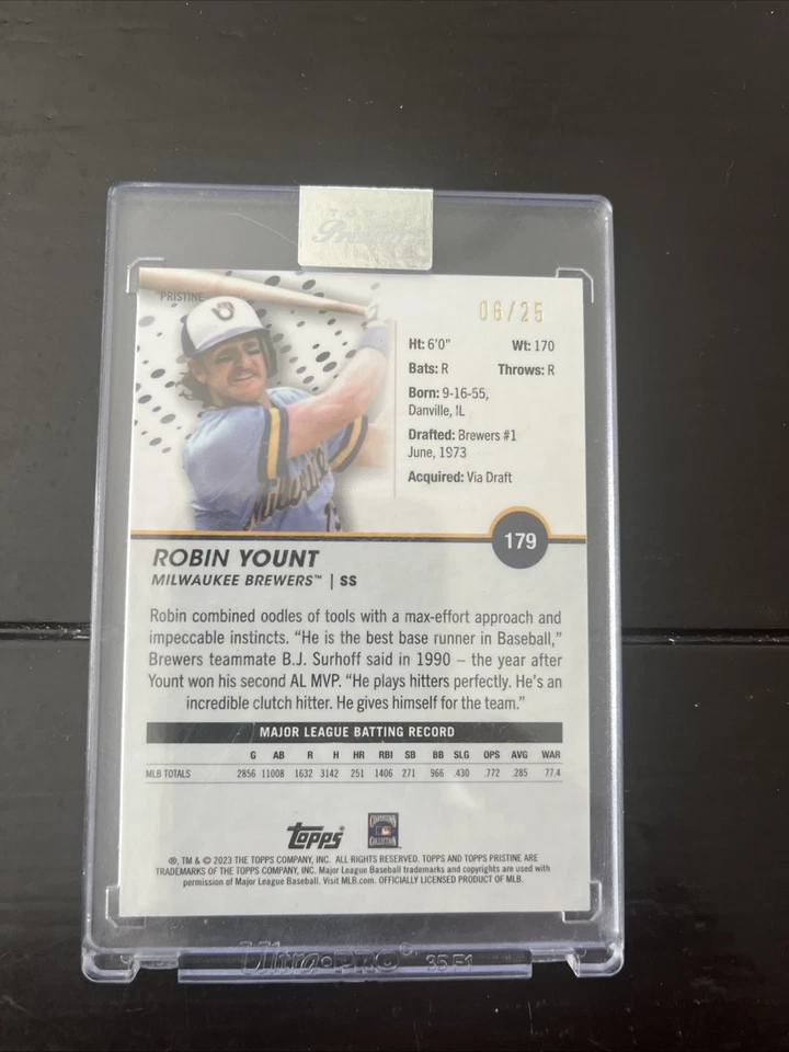 2023 Topps Pristine Robin Yount Orange /25 - Image 2 of 2