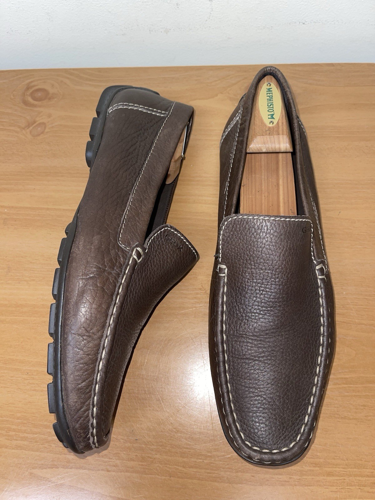 Geox Respira Shoes Men’s Brown Leather Dress Driving Loafers Sz EU 46 US 11-11.5 image 3