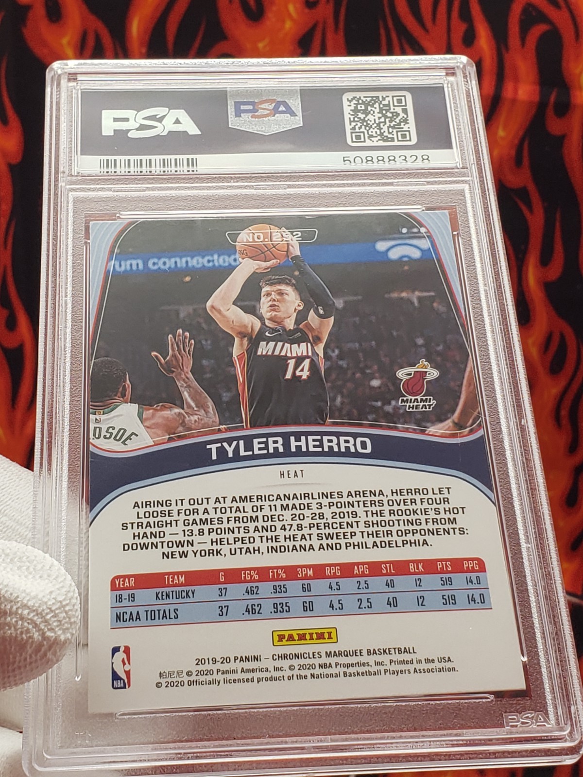 Tyler Herro 2019 Panini Marquee Chronicles 252 Rookie Basketball Card [PSA 10GM] view 15