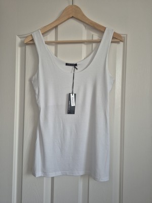 BNWT WHITE SOFT JERSEY FITTED VEST TOP BASIC MINIMALIST SIZE S