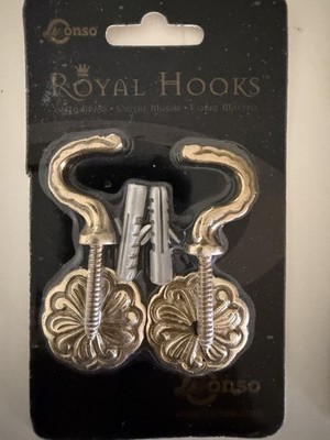 Conso Brand Vintage 1970's Royal Hooks Solid Brass 2 Hooks Per Pack