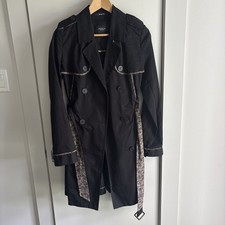 JASON WU for TARGET Black Trench Coat W/floral Trim Sz XS NWOT