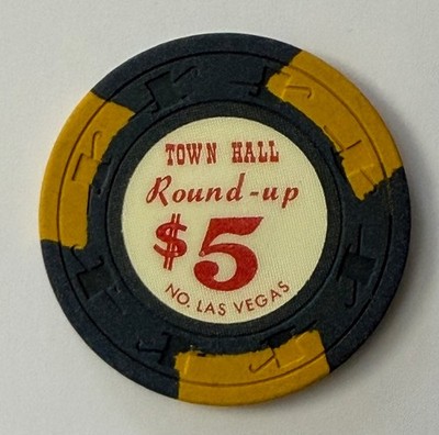 Town Hall Round Up $5 Casino Chip North Las Vegas Nevada 1960 s