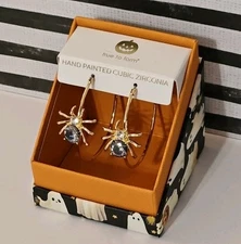 True To Form Earrings Spider Earrings Hoops Cubic Zirconia Halloween Jewelry 