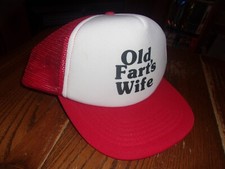 Vintage "Old Fart's Wife" Trucker Hat - Snapback Cap - UNBRANDED cap RED