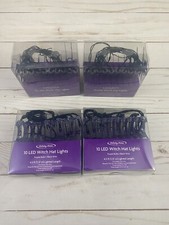 NEW 4x Halloween Witch Hats String LED Lights Purple Bulbs Indoor