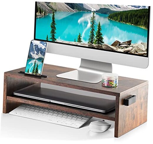 Monitor Stand Riser, 16.5 Inch 2 Tier Computer Monitor Stand, Printer Shelf-image