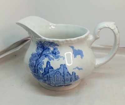 Olde Abbey Royal Tudor Ware 6'' Krug Vintage blau und weiß