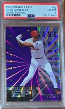 1997 Pinnacle Epix Game Purple #E2 Juan Gonzalez Rangers PSA 6 Pop 1 -2 higher