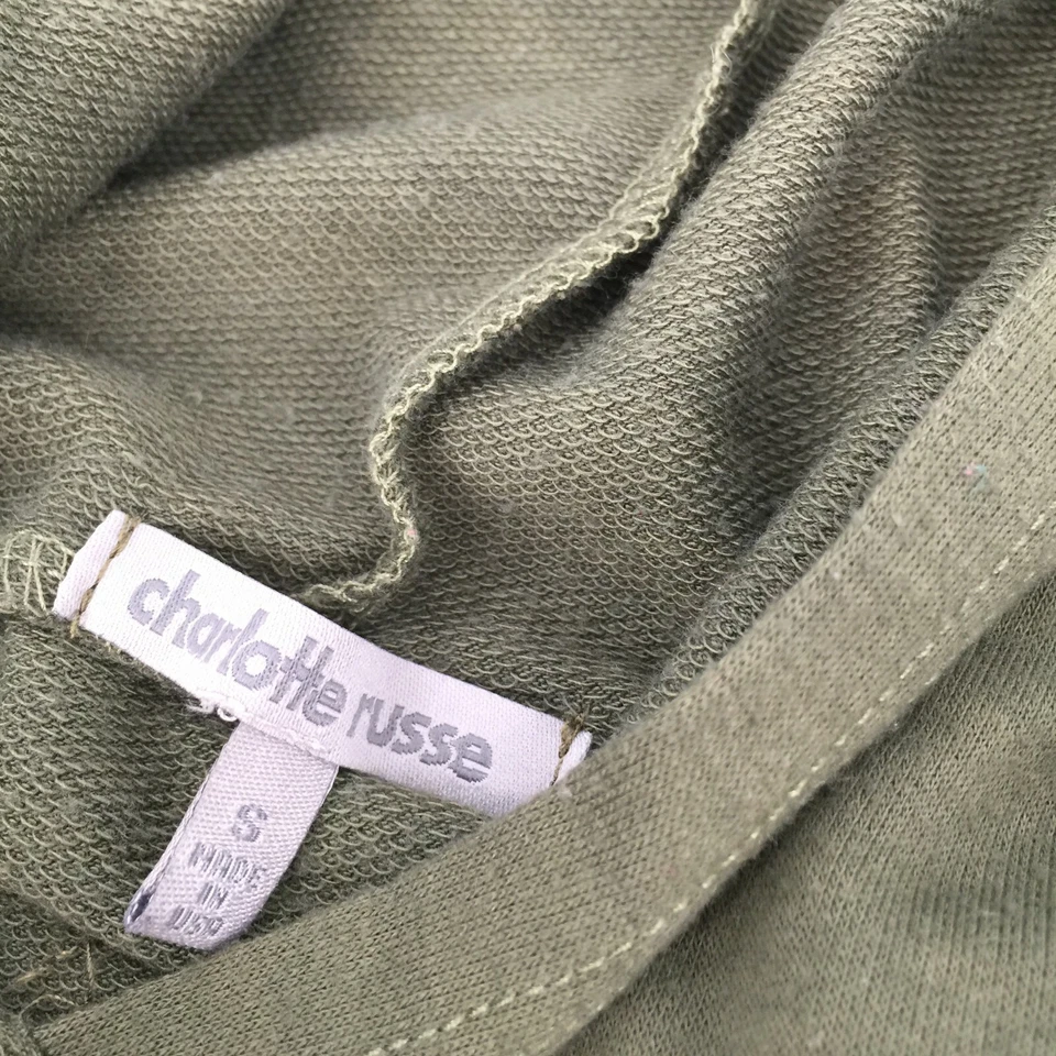 Sudadera con Capucha Recortada Manga Larga Estampado Águila Charlotte Russe Nueva York S Verde Rasgado Foto 3 de 4