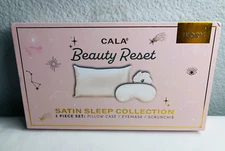 Ivory Satin Sleep Set Includes Pillow Case - Eye Mask - Hair Scrunchie