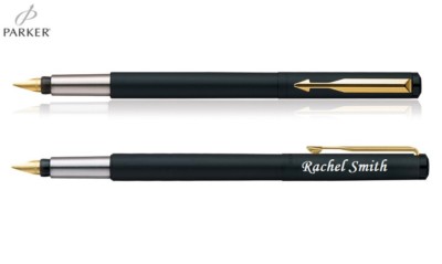 Personalised Engraved Parker Vector Stainless Steel Fountain Pen Chrome Trim