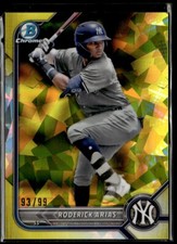 2022 Bowman Draft Baseball Chrome Yellow Sapphire Roderick Arias Rookie /99 New