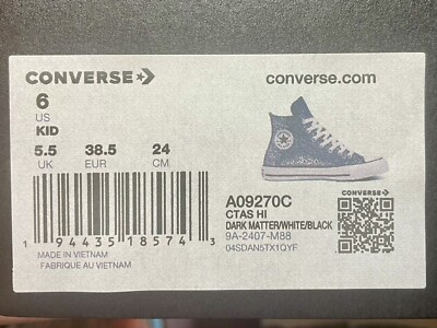New Kid's Shoes Converse Kids Chuck Taylor All Star Black Glitter