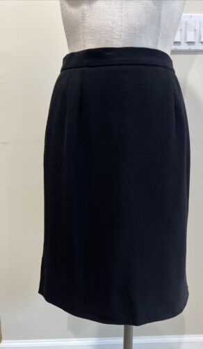 valentino boutique women 12 Black wool vintage straight pencil skirt CC
