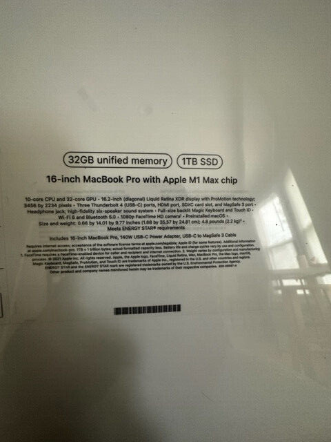 MacBook Pro16' M1max 32GB 1TB USKB 元箱付 MacBook Pro16' M1max 32GB 1TB USKB 元箱付 Amazon.com: Apple 2021