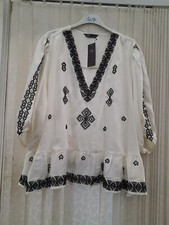 BNWT M & S detailed silky embroided ivory V-style blouse - size 24 rrp £39.50
